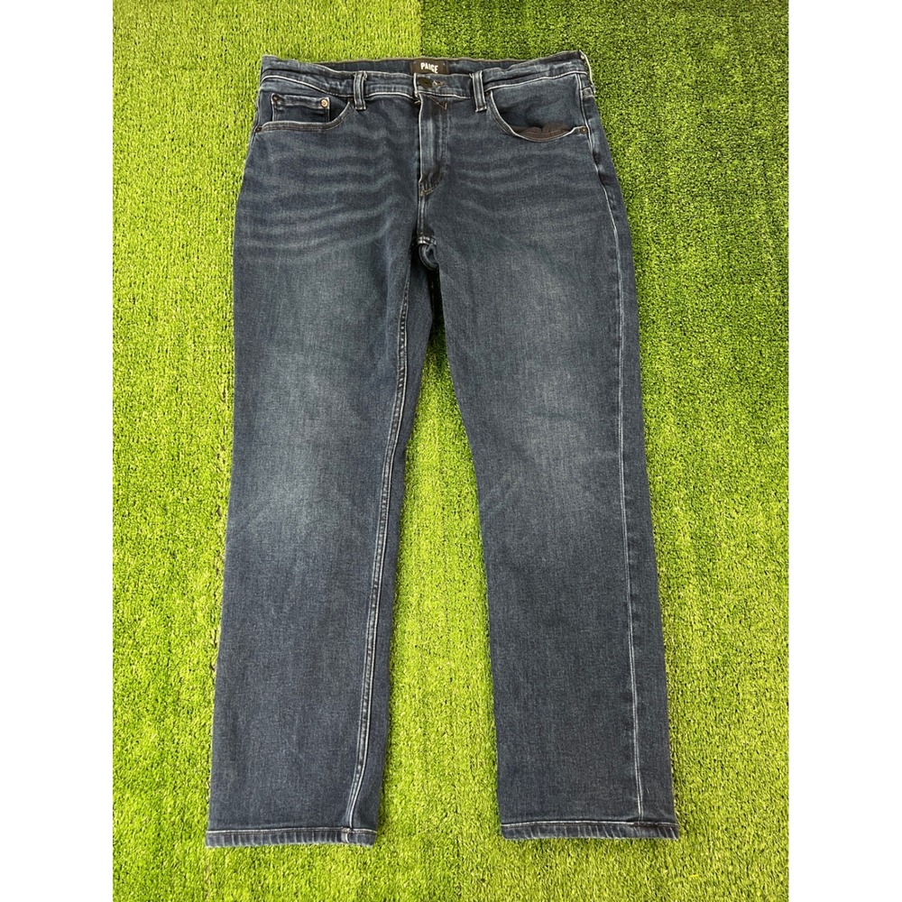 Paige Federal Slim Straight Leg Jeans 34 Dark Wash Stretch Denim Blue